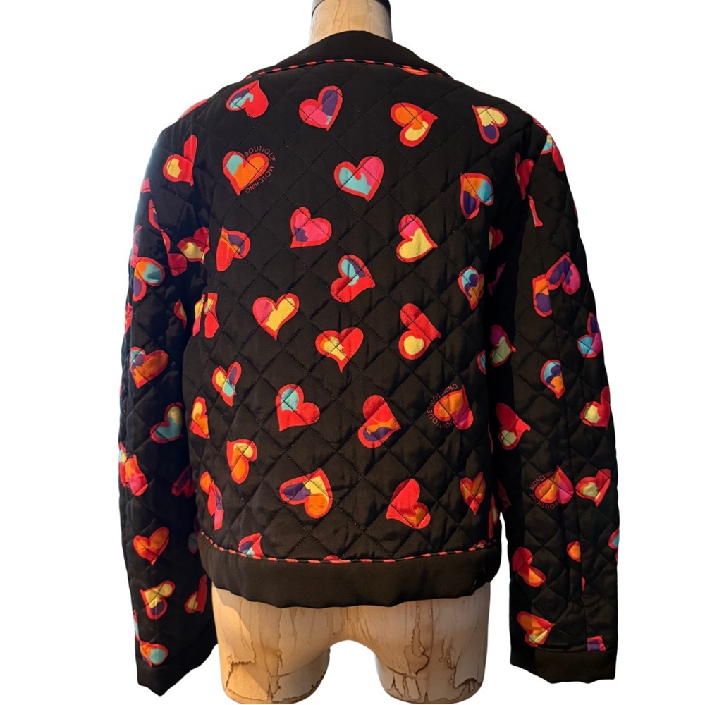 Boutique Moschino Multi-Colored Hearts Quilted Jacket Size 14 - Picture 3 of 11
